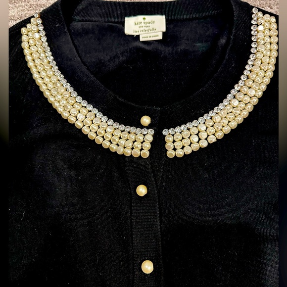 Kate Spade pearls and jewels 3/4 sleeve cardigan - Picture 2 of 7